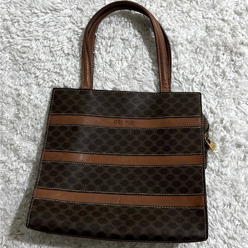 Vintage Celine Dark Brown Patterned Tote